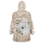 Koala Mum Australia Mother's Day Personalised Wearable Blanket Hoodie Beige Aboriginal Art