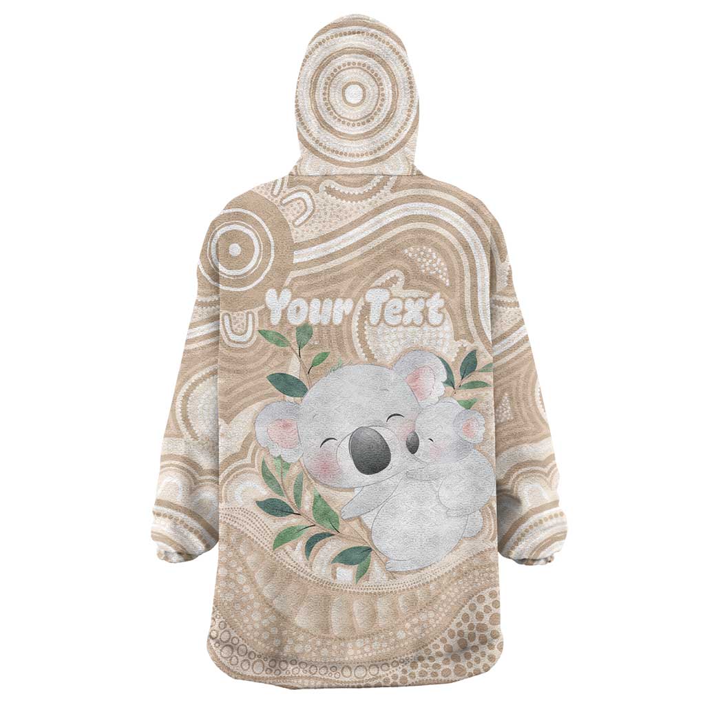 Koala Mum Australia Mother's Day Personalised Wearable Blanket Hoodie Beige Aboriginal Art