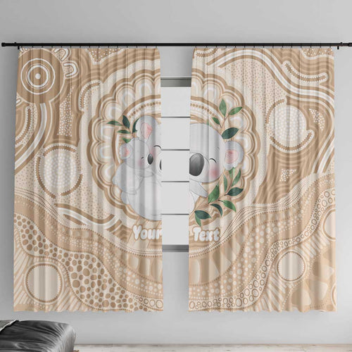 Koala Mum Australia Mother's Day Personalised Window Curtain Beige Aboriginal Art