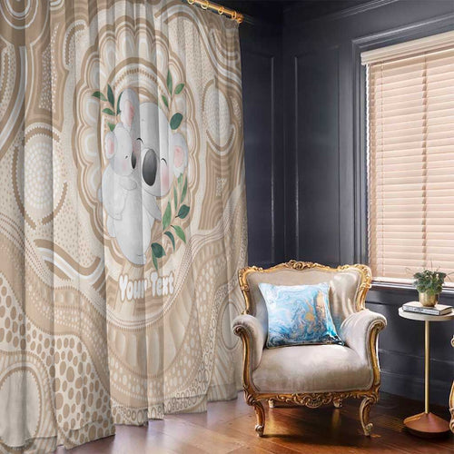 Koala Mum Australia Mother's Day Personalised Window Curtain Beige Aboriginal Art