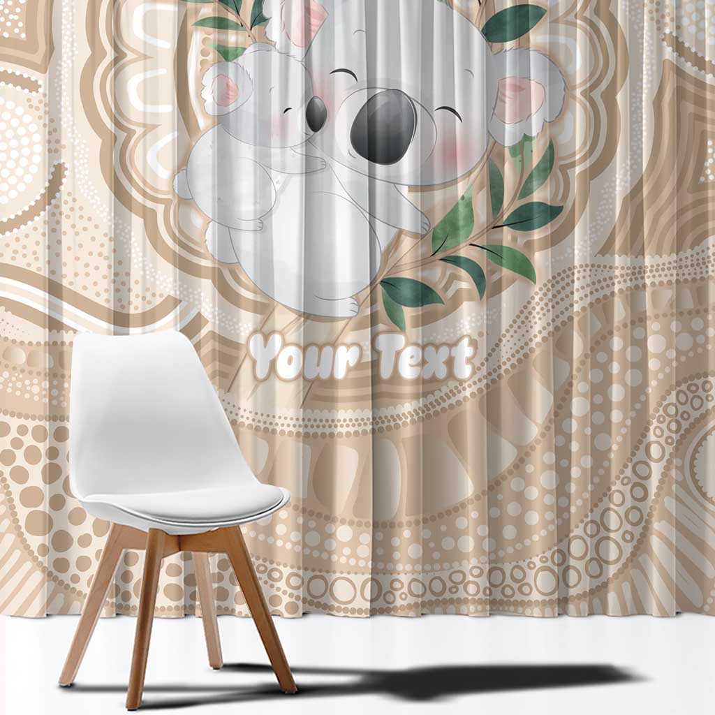 Koala Mum Australia Mother's Day Personalised Window Curtain Beige Aboriginal Art
