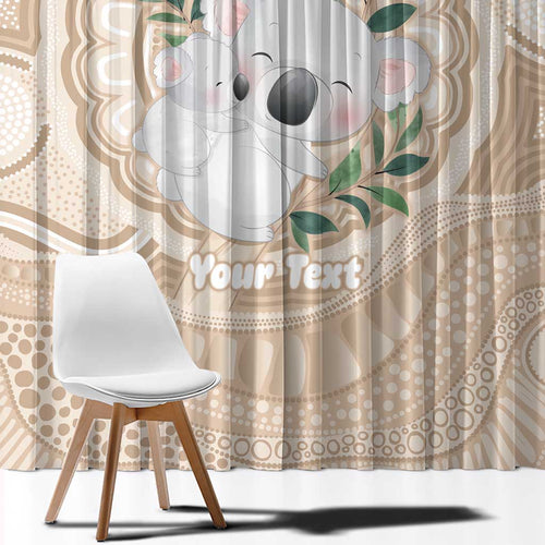 Koala Mum Australia Mother's Day Personalised Window Curtain Beige Aboriginal Art