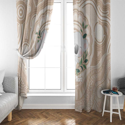 Koala Mum Australia Mother's Day Personalised Window Curtain Beige Aboriginal Art