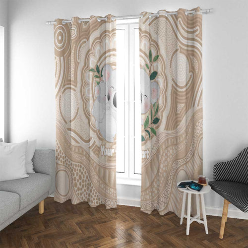 Koala Mum Australia Mother's Day Personalised Window Curtain Beige Aboriginal Art