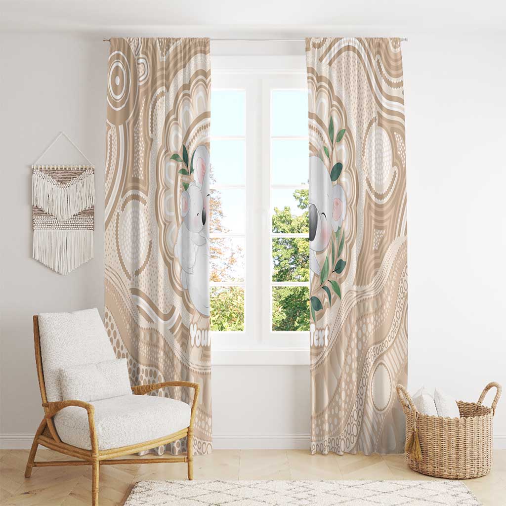 Koala Mum Australia Mother's Day Personalised Window Curtain Beige Aboriginal Art