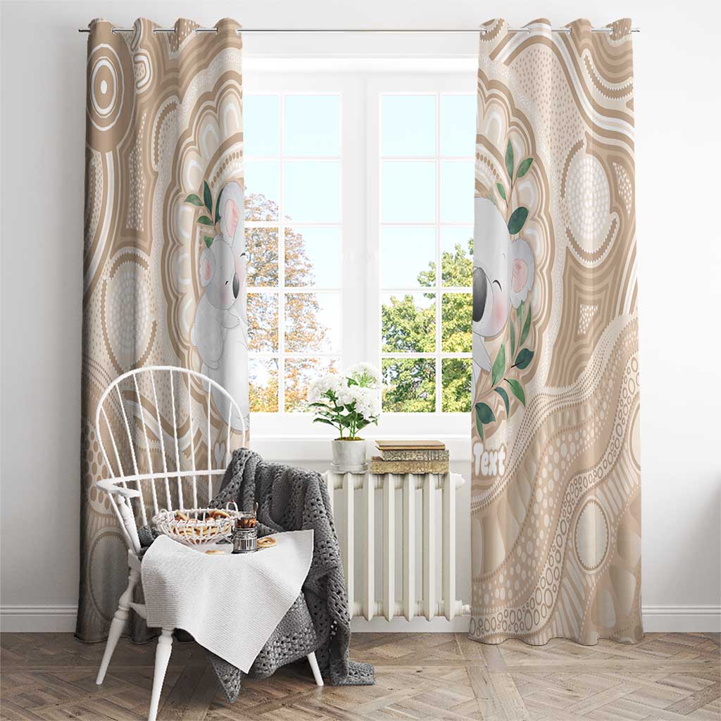 Koala Mum Australia Mother's Day Personalised Window Curtain Beige Aboriginal Art