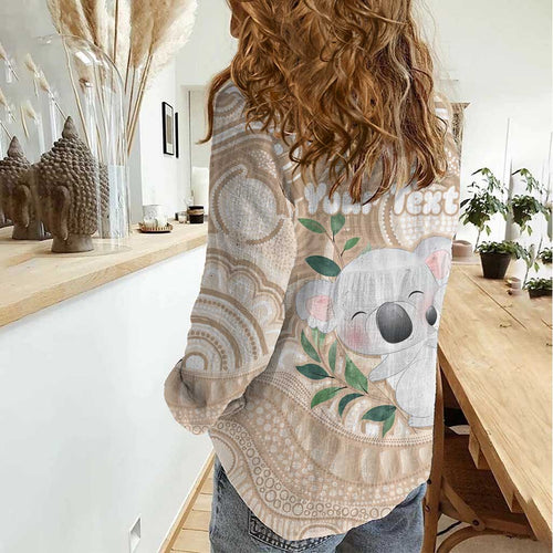 Koala Mum Australia Mother's Day Personalised Women Casual Shirt Beige Aboriginal Art
