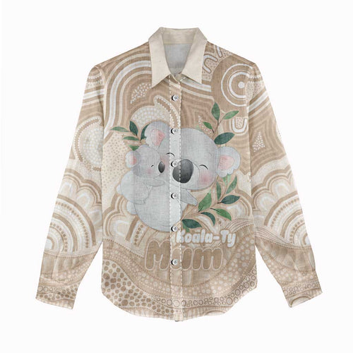 Koala Mum Australia Mother's Day Personalised Women Casual Shirt Beige Aboriginal Art
