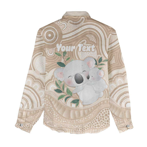 Koala Mum Australia Mother's Day Personalised Women Casual Shirt Beige Aboriginal Art