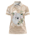 Koala Mum Australia Mother's Day Personalised Women Polo Shirt Beige Aboriginal Art