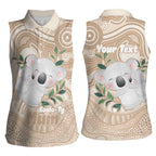 Koala Mum Australia Mother's Day Personalised Women Sleeveless Polo Shirt Beige Aboriginal Art