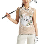 Koala Mum Australia Mother's Day Personalised Women Sleeveless Polo Shirt Beige Aboriginal Art