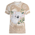 Koala Mum Australia Mother's Day Personalised Women V-Neck T-Shirt Beige Aboriginal Art