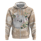 Koala Mum Australia Mother's Day Personalised Zip Hoodie Beige Aboriginal Art