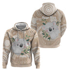 Koala Mum Australia Mother's Day Personalised Zip Hoodie Beige Aboriginal Art