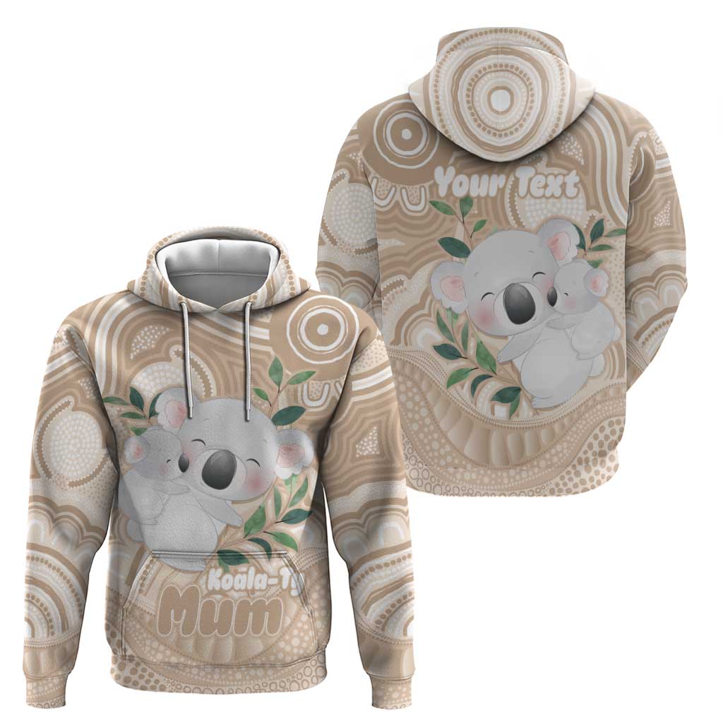 Koala Mum Australia Mother's Day Personalised Zip Hoodie Beige Aboriginal Art