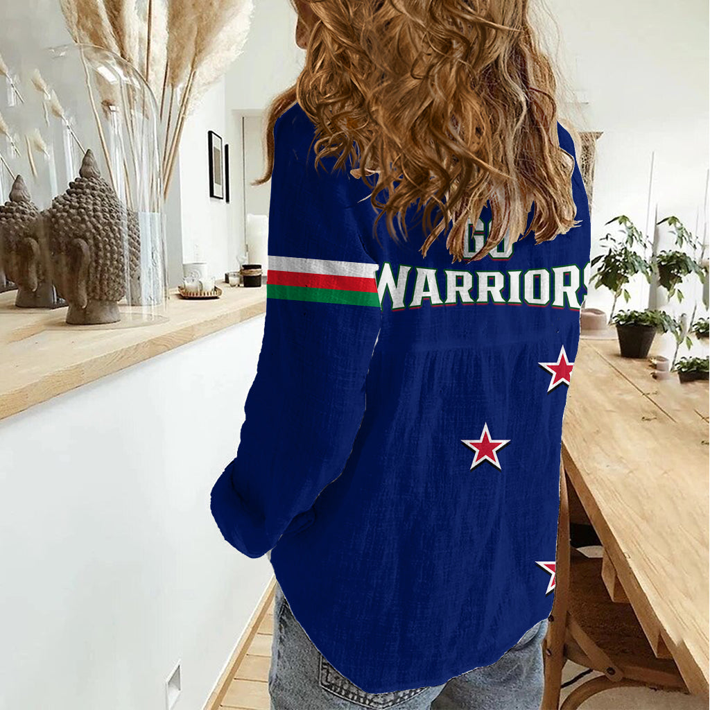 Warriors Rugby Women Casual Shirt New Zealand Sporty Blue Style LT14