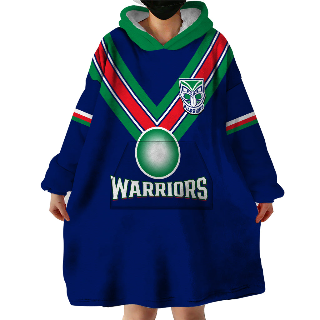 personalised-warriors-rugby-wearable-blanket-hoodie-new-zealand-sporty-blue-style