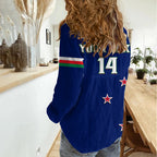 Personalised Warriors Rugby Women Casual Shirt New Zealand Sporty Blue Style LT14