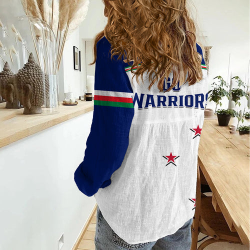 Warriors Rugby Women Casual Shirt New Zealand Sporty White Style LT14