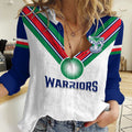 Personalised Warriors Rugby Women Casual Shirt New Zealand Sporty White Style LT14