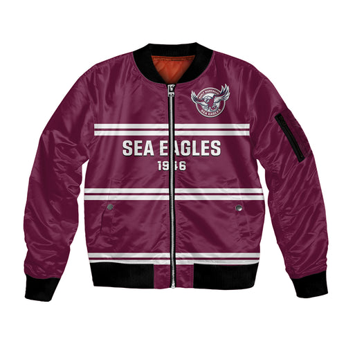 personalised-sea-eagles-rugby-sleeve-zip-bomber-jacket-manly-warringah-maroon-sporty-style