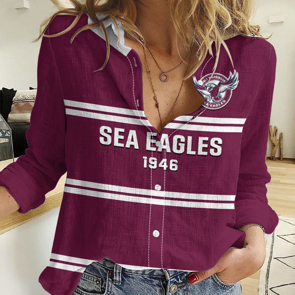 Personalised Sea Eagles Rugby Women Casual Shirt Manly Warringah Maroon Sporty Style LT14