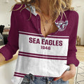 Sea Eagles Rugby 1946 Women Casual Shirt Manly Warringah White Sporty Style LT14