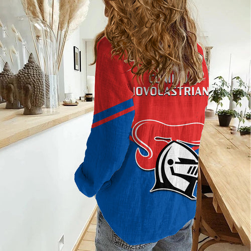Newcastle Knights Rugby Women Casual Shirt Novocastrians Sporty Style LT14