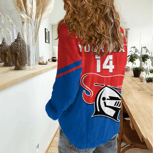 Personalised Newcastle Knights Rugby Women Casual Shirt Novocastrians Sporty Style LT14