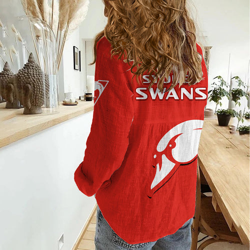 Sydney Swans Football Women Casual Shirt Go Swannies Sporty Style LT14