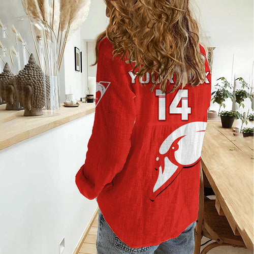 Personalised Sydney Swans Football Women Casual Shirt Go Swannies Sporty Style LT14