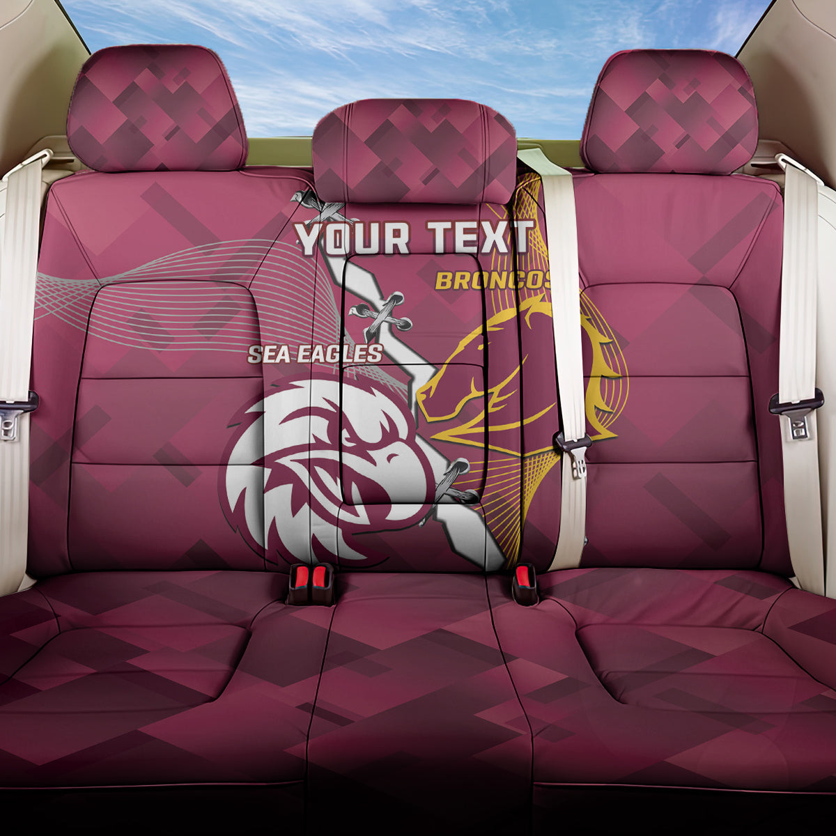 Personalised Broncos And Eagles Rugby Back Car Seat Cover Sporty Version