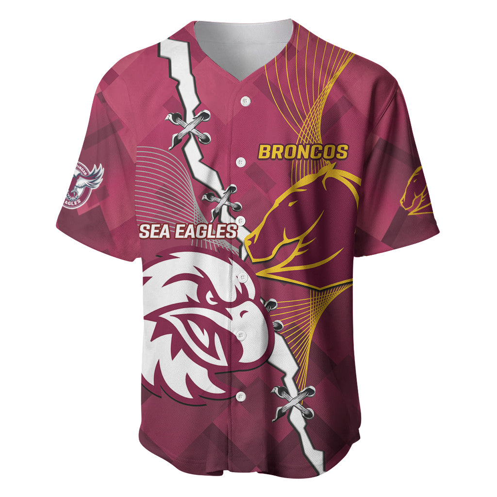 Personalised Broncos And Eagles Rugby Baseball Jersey Sporty Version
