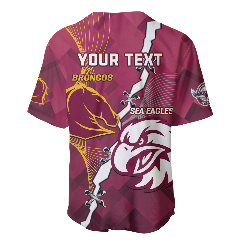 Personalised Broncos And Eagles Rugby Baseball Jersey Sporty Version