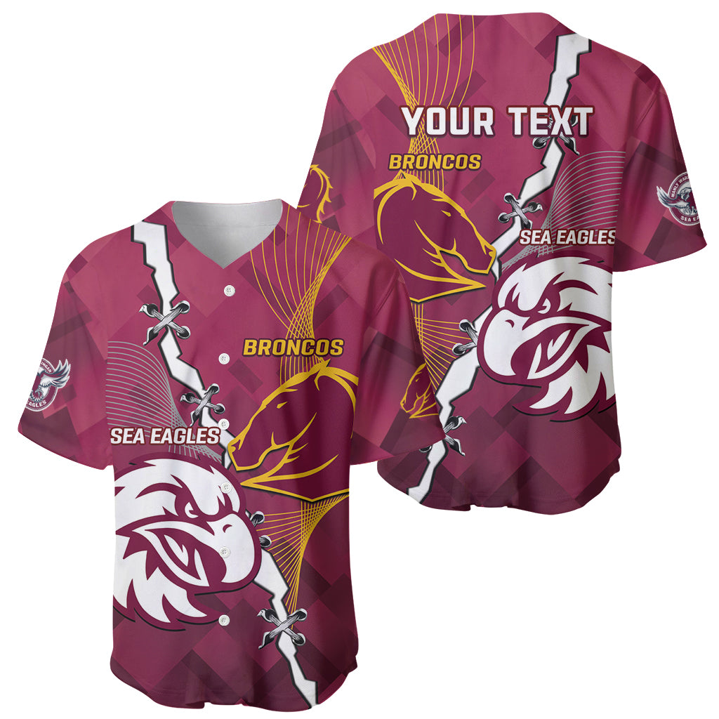 Personalised Broncos And Eagles Rugby Baseball Jersey Sporty Version