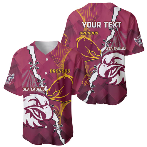 Personalised Broncos And Eagles Rugby Baseball Jersey Sporty Version