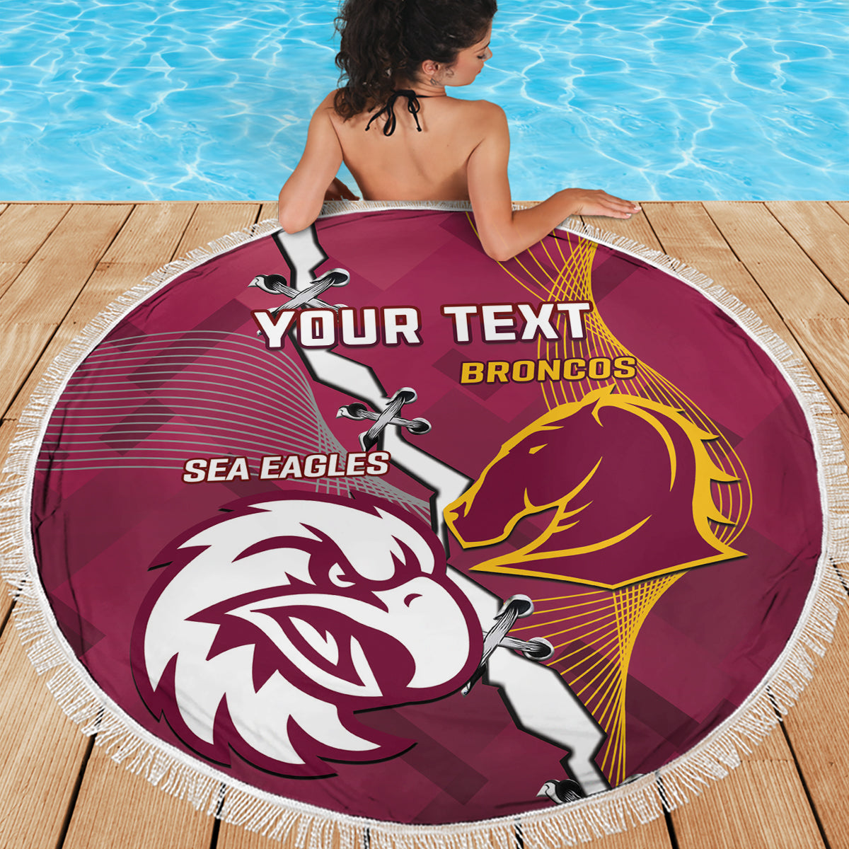 Personalised Broncos And Eagles Rugby Beach Blanket Sporty Version