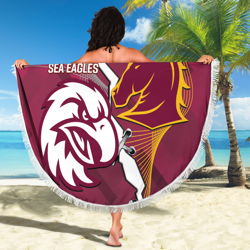 Personalised Broncos And Eagles Rugby Beach Blanket Sporty Version