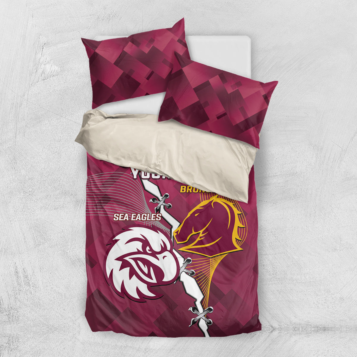 Personalised Broncos And Eagles Rugby Bedding Set Sporty Version