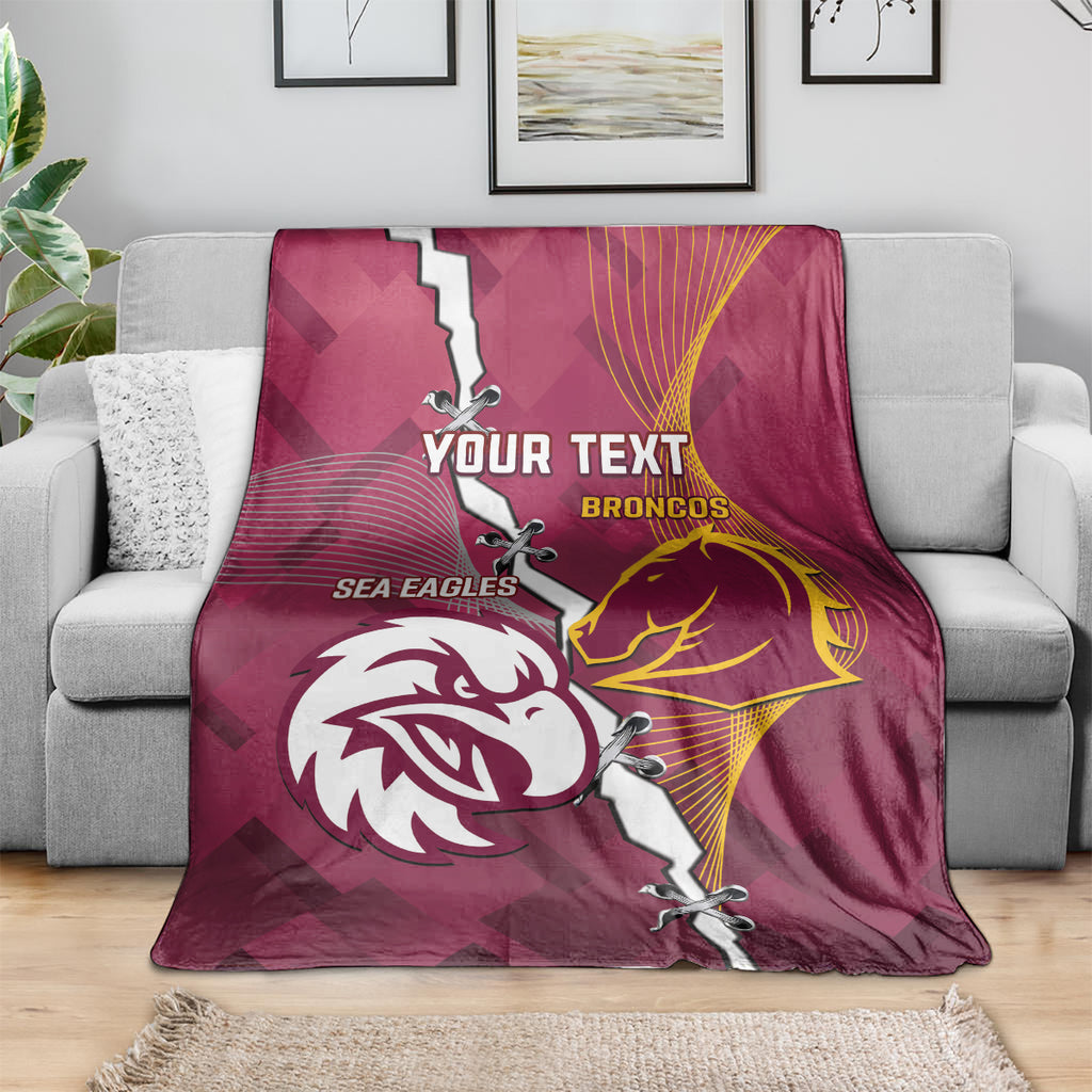 Personalised Broncos And Eagles Rugby Blanket Sporty Version