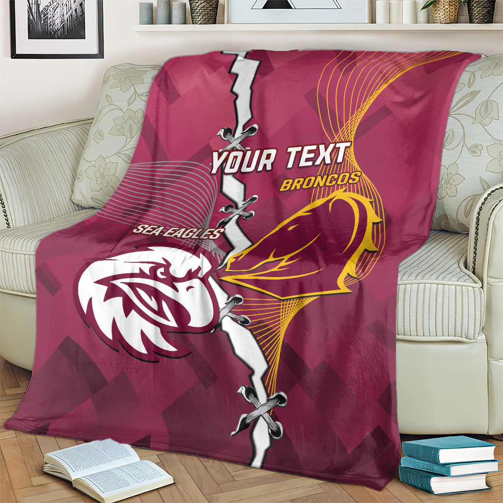 Personalised Broncos And Eagles Rugby Blanket Sporty Version