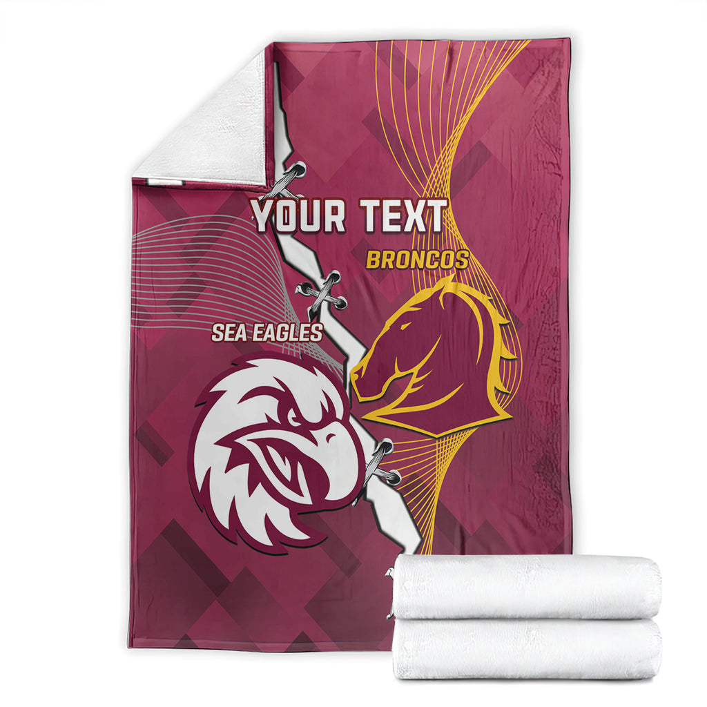 Personalised Broncos And Eagles Rugby Blanket Sporty Version