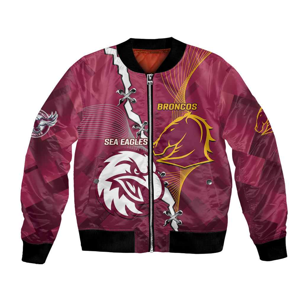 Personalised Broncos And Eagles Rugby Bomber Jacket Sporty Version