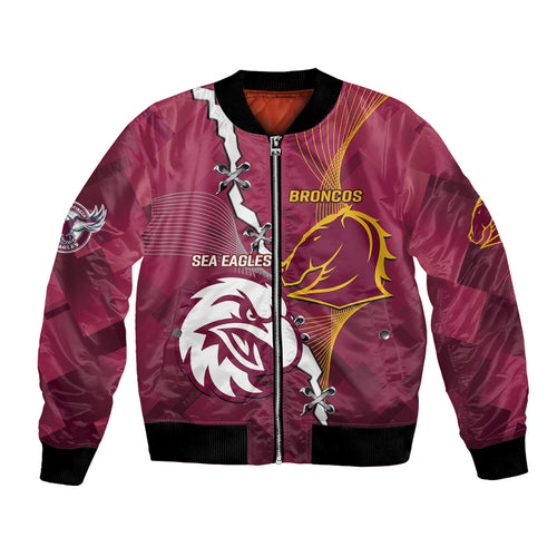 Personalised Broncos And Eagles Rugby Bomber Jacket Sporty Version