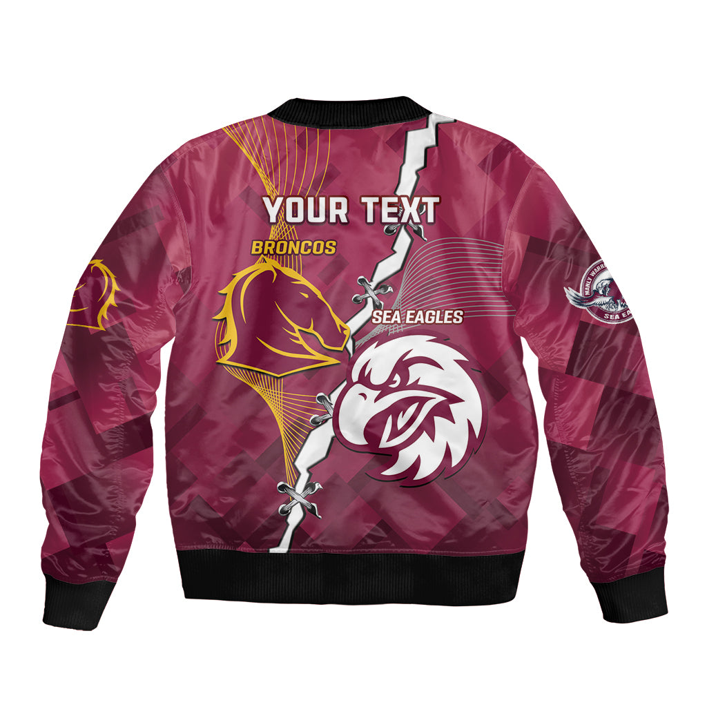 Personalised Broncos And Eagles Rugby Bomber Jacket Sporty Version