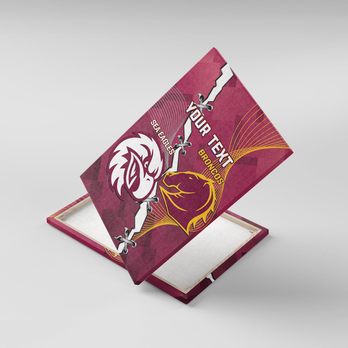 Personalised Broncos And Eagles Rugby Canvas Wall Art Sporty Version