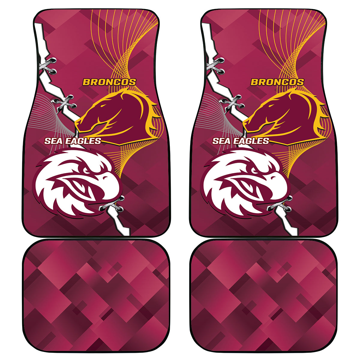 Personalised Broncos And Eagles Rugby Car Mats Sporty Version