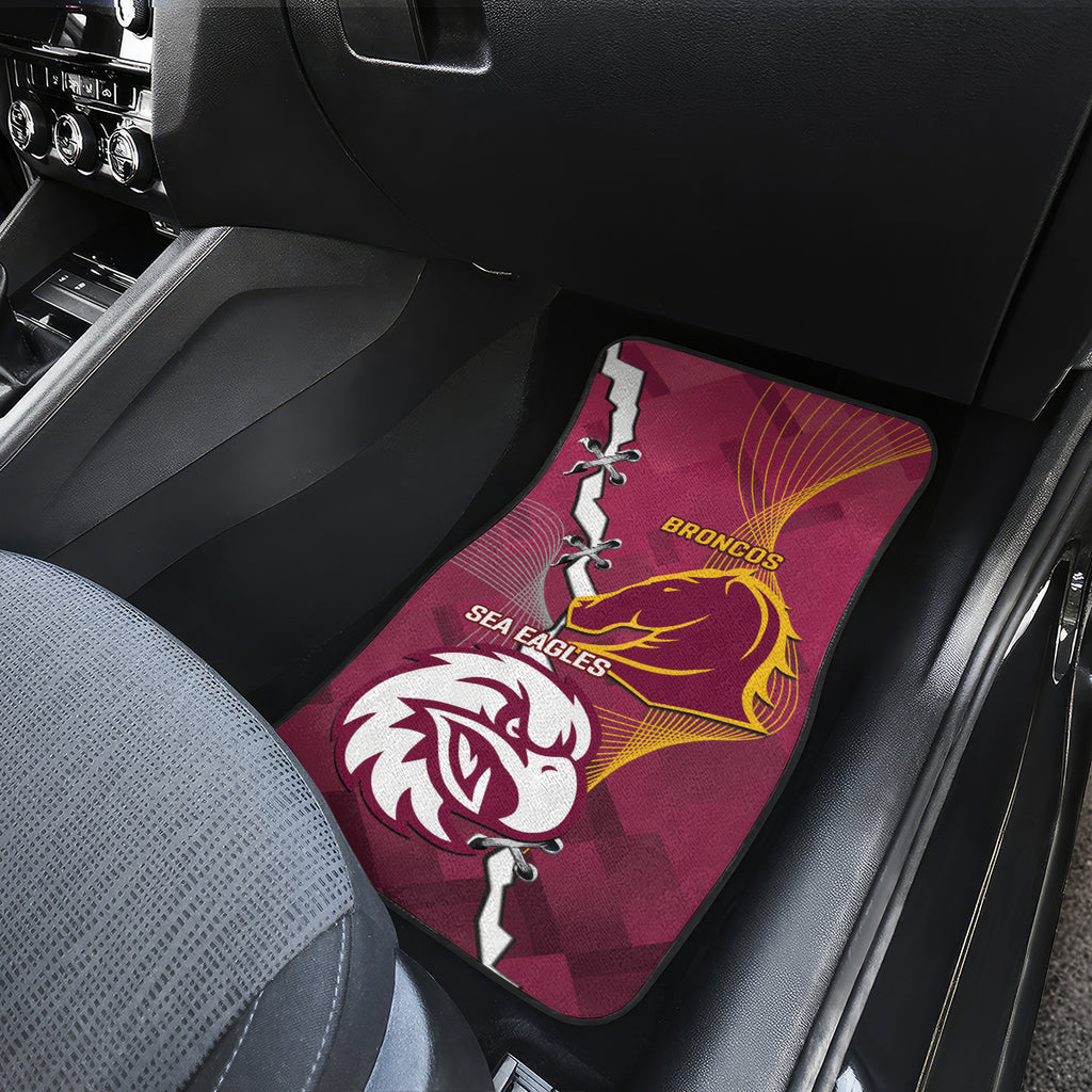 Personalised Broncos And Eagles Rugby Car Mats Sporty Version