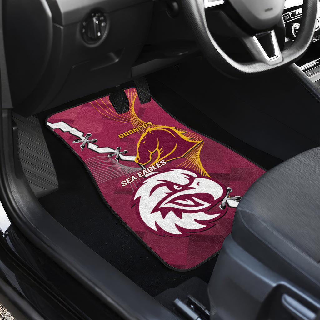 Personalised Broncos And Eagles Rugby Car Mats Sporty Version